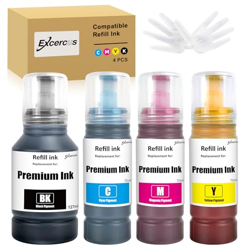 Ink Refill Bottles Compatible for Ecotank ET2760 ET-4760 ET2750 ET-3760 ET-2850 ET-15000 ST-4000 ST-2000 ET-3710 ET-3850 ET-3750 ET-4850 ET-3830 ET4750 ET2700 Printers BK C M Y