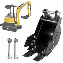 7.24in Narrow Digging Bucket Attachment with 2 Pins for Mini Excavator up to 2 Tons, Hole Diameter 0.98in, Center Wheelbase 3.7in, Span 3.54in