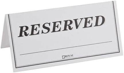 Pack of 250 Paper Table Reserved Sign