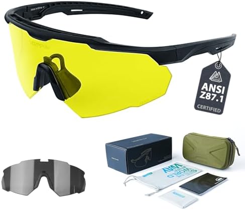 Shooting Glasses Anti Fog with High Definition Lenses, ANSI Z87.1 Certified Tactical Safety Glasses for Men Women