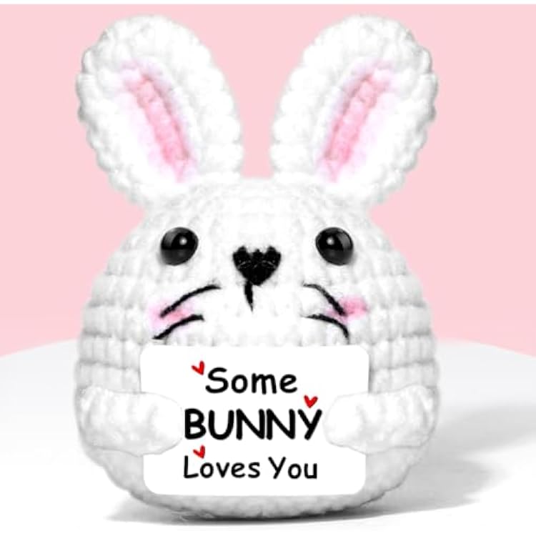AICase Easter Basket Stuffers Positive Crochet Bunny Gifts Animals, Emotional Support Nuggets I Love You Stuff Cute Ideas for Girlfriend Women Girls Teens Daughter Sister Mom Mothers Day Birthday
