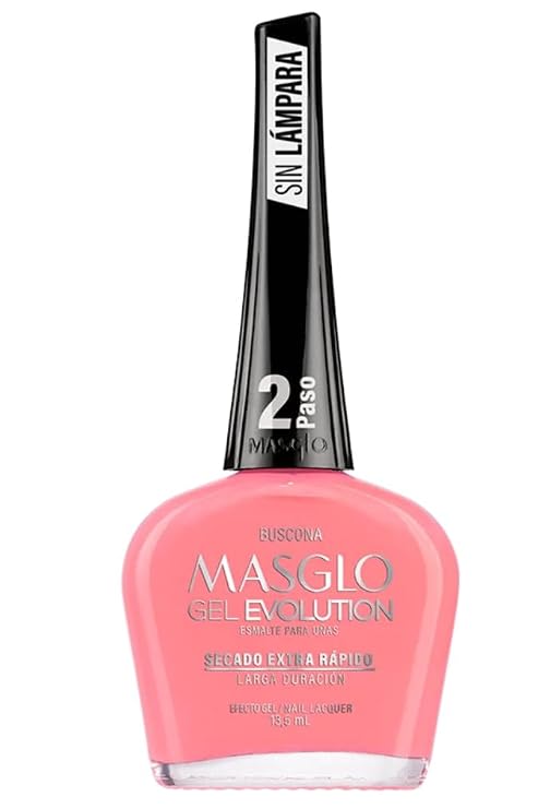 MASGLO GEL EVOLUTION Nail Polish Gel Effect, No UV/Led Lamp Required, Duration up to 12 day, 1 peice color Gel sin necesidad de lampara UV/Led, hasta 12 dias de duracion (BUSCONA)