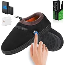 Heated Slippers, Kamlif 7.4V Electric Heated Shoes Foot Warmers with 22.2 Wh Rechageable Batteries, Winter House Memory Foam Slppers for Men Women Cold