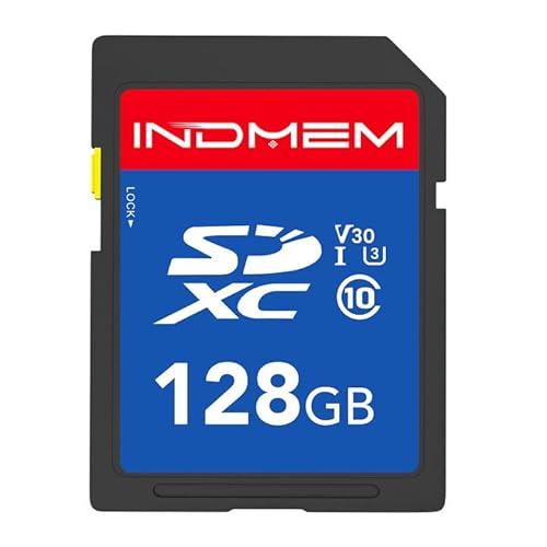 INDMEM 128GB SD Card, C10, U3, V30, High Speed up to 90MS, SDXC UHS-I Memory Cards, Full HD & 4K Video Compatible with Digital Camera, HD Camcorders, DSLR and PC, 128 GB1 Pack