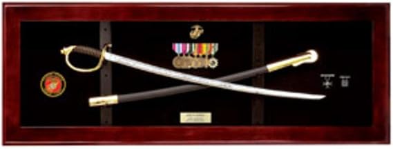 Flags connections USMC NCO Sword Display Case, Sword Cases, Marine Sword frame.