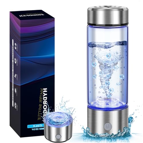 New Hydrogen Water Bottles, Portable Hydrogenated Water Bottle with SPE PEM Technology, 420ml Hydrogen Water Bottle Generator, Rechargeable Ionizer Machine for Office, Home, Travel