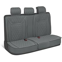 MotorBox Rear Car Seat Cover - Ranch Leatherette Faux Leather Black Bench Seat Cover for Auto - Diamond Stitched Cushioned Seat Protectors for Automotive Accessories, Trucks, SUV, Car - Backseat Cover