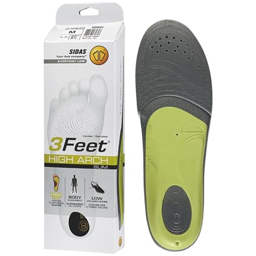 Sidas Unisex 3Feet Slim High-Arched Feet Breathable Cushioned Everyday Insoles | Cutting Line for Making Half-Insoles, Medium