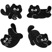Self-Adhesive Embroidered Patches,4 Black Cat Patches For Clothes, Fabric Patches Self Adhesive For Backpacks,Stick On Patches Stickers Self Adhesive