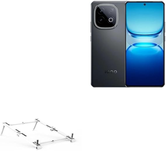 BoxWave Stand and Mount Compatible with vivo iQOO Z10 Turbo - Pocket Aluminum Stand 3-in-1, Portable Multi Angle Viewing Riser - Metallic Silver