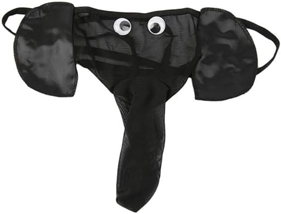 CCBFY 4-Pack Men Lingerie G-String T-Back Thongs Underwear Elephant Pants Briefs Bottom 4 Piece Set (Black Blue Red Leopard)