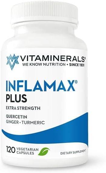 Vitaminerals Inflamax Plus | Quercetin | Proteolytic Enzymes | Ginger | Turmeric | 120 Veggie caps