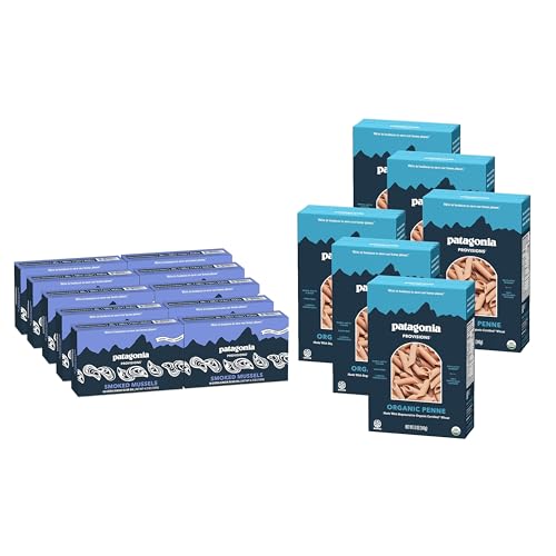 Patagonia Provisions Smoked Mussels & Pasta Bulk Bundle - 10 Smoked Mussels and 6 Organic Penne Pasta - Easy, Delicious, High Protein Meals
