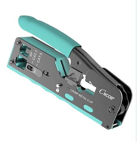 RJ45 Pass Through Crimp Tool, Ethernet Crimping Tool Kit All-in-one Crimper for Cat8 Cat7 Cat6 Cat5 8P RJ45 6P RJ11/12 Connectors