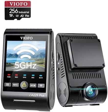 Bundle: VIOFO A229 Plus 2CH + 256GB SDCard VIOFO A229 Plus Dash Cam with Dual STARVIS 2 Sensors, 2 Channel HDR, 1440P+1440P Front and Rear, Voice Control Car Dash Camera, 5GHz Wi-Fi, Ultra-Preci