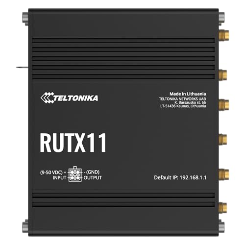 Teltonika RUTX11 4G LTE CAT 6 Industrial Router | Dual SIM with Auto Failover | WiFi & Bluetooth | 4 x Gigabit Ethernet | Compatible with AT&T, Verizon & T-Mobile | RMS Remote Management