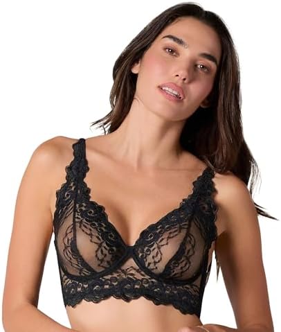 Leonisa Milan Lace Bralettes for Women Sheer Bra Bustier Bralette with Underwire