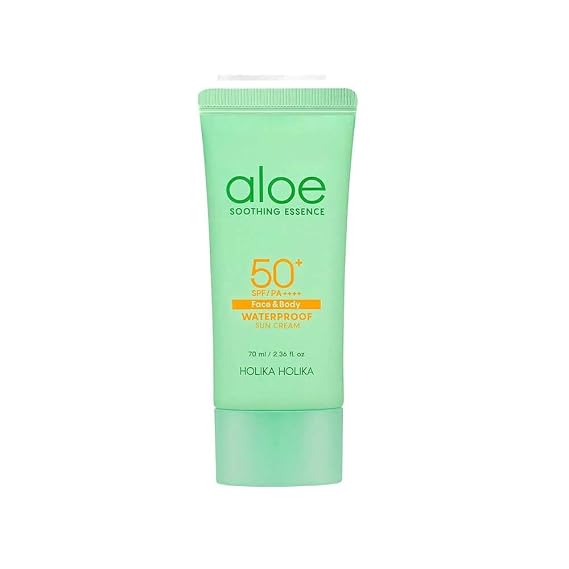 Holika Holika Aloe Waterproof Sun Cream 70ml - Mild, Soft, Moisturizing, Non-sticky, No White Cast, Aloin Free Sun Screen protect UV ray SPF 50+ PA++++
