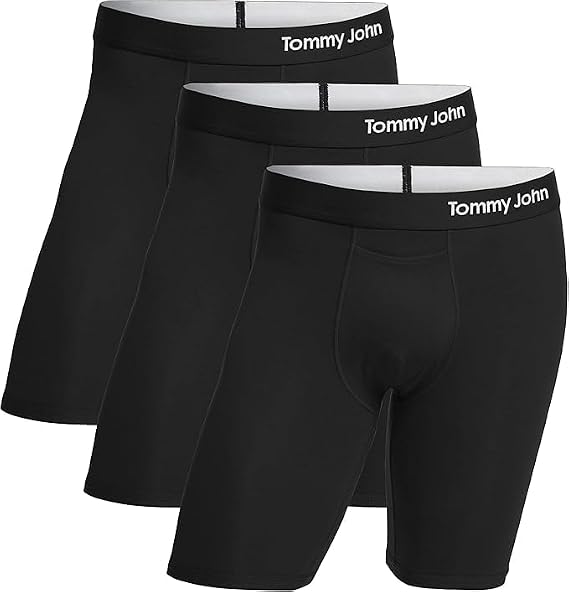 Tommy John Mens Underwear, Supima Cool Cotton Boxer Briefs with Contour Pouch and Longer 8" Inseam, Comfortable Fabric