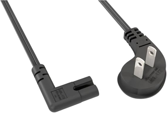 Right-Angle 10FT 2-Prong Replacement AC Power Cable Compatible for Sony PlayStation PS2 Game Console