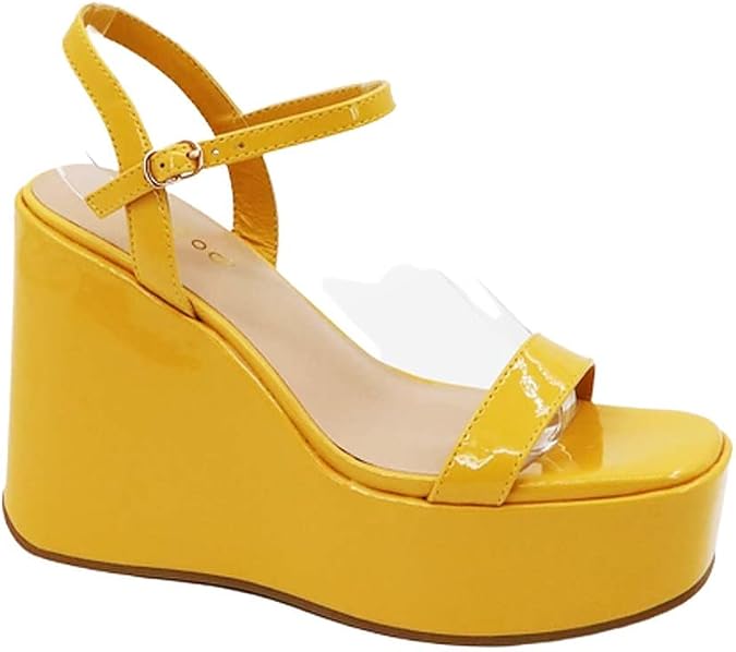 BAMBOO Women's Single Band Wedge Platform Sandal with Quarter Strap