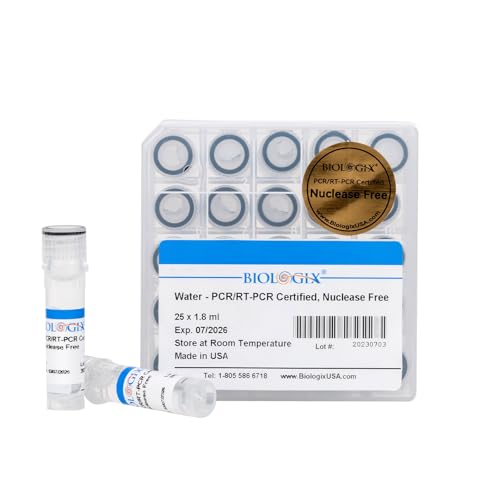 Ultra Pure Water, Nuclease-Free Water, 1.8ml Individual Package, Molecular Biology Grade,PCRRT-PCR Certified, DNaseRNAseProteaseEndotoxins Pyrogen Free, 25 x 1.8 mlPack, Made in USA