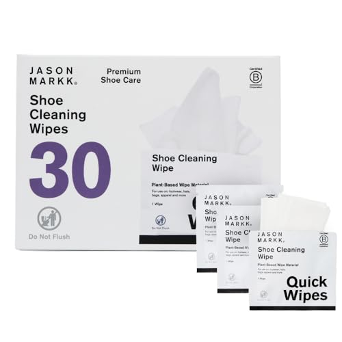 Jason Markk Plant-Based Quick Wipes, Shoe Cleaner, 30 Pack, Individually Packed, Sneaker Care, Ideal for Footwear, Safe for Leather, Rubber, Plastic, and More