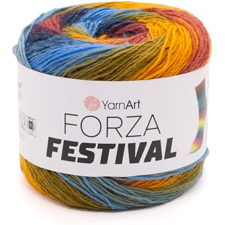 YarnArt Forza Festival Self-Striping Wool Blend Fingering Yarn, 100g 459 yd Gradient Color Yarn for Knitting, Crochet, Socks & Shawls 2905