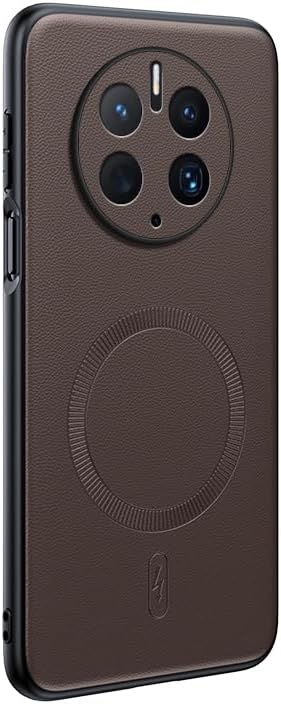 Pzwoxukhov Compatible with Huawei Mate 50 Pro Case Cover,PU Leather,Shockproof Phone Case,Compatible with MagSafe,Compatible with Huawei Mate 50 Pro Case Brown
