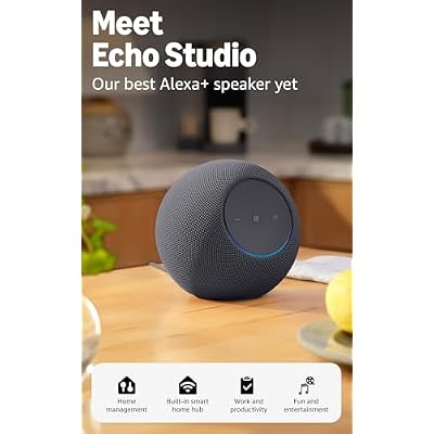 Amazon Echo Studio (newest model), Immersive spatial audio and Dolby Atmos, Designed for Alexa+, Graphite
