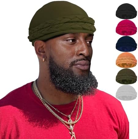 Satin Lined Turban for Men & Women, Silky Lined Sleeping Bonnet Sleep Cap, Halo Turban Durag for Waves Braids Locs