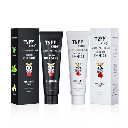 Tattoo Aftercare Kit | 2Pcs Day & Night Tattoo Soothing Lotion & Gel | Healing, Moisturizing & Protecting Fresh or Old Tattoos | Travel-Size Concentrated Natural Vegan Formula | Petroleum-Free