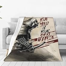 Japanese Samurai Blanket Armored Warrior Bushido Decor Inspirational Throw Blanket Gifts for Girls Boys Super Warm Soft Plush Lightweight Fleece Flannel Bed Blanket for Kids Adults Men Women 60"X50"