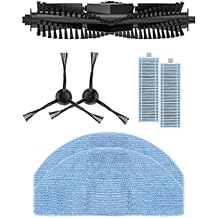 Laresar Clean Replacement Parts Mars01, Robotic Vacuum Cleaner Spare Accessories, 1 Roller Brush, 2 Washable Mop Cloth, 2 Filters, 2 Side Brushes