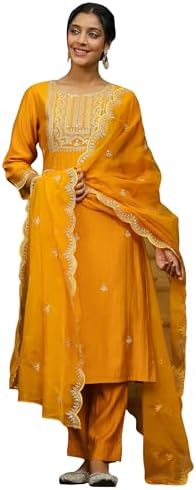 Janasya Indian Womens Silk Blend Lavender Solid Festive Wear Kurta Set for Women