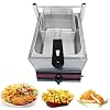 Gas Fryer Deep Fat Fryer, Stainless Steel Lpg Fryer with Baskets and Temperature Control Fast Heating Energy Saving and Gas Saving Easy Clean,A