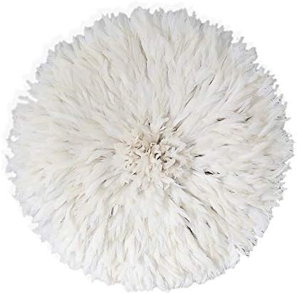 Genuine African White Cream JuJu Hat 29 Inches Feather Wall Decor - Feather Headdress Cameroon