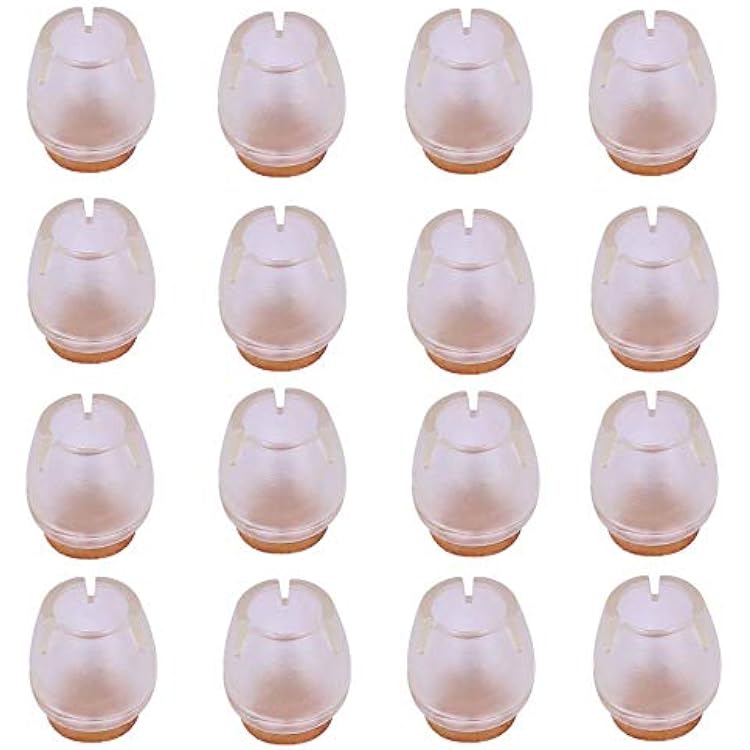 16Pcs Round Chair Leg Caps with Felt Silicone Floor Protector Anti-Slip Prevent Scratches Furniture Feet Covers