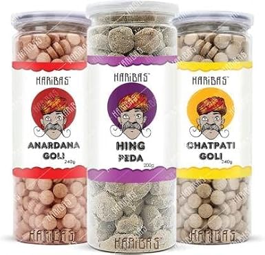 Haribas Pack of 3 Chatpati Goli Anardana Goli and Hing Peda