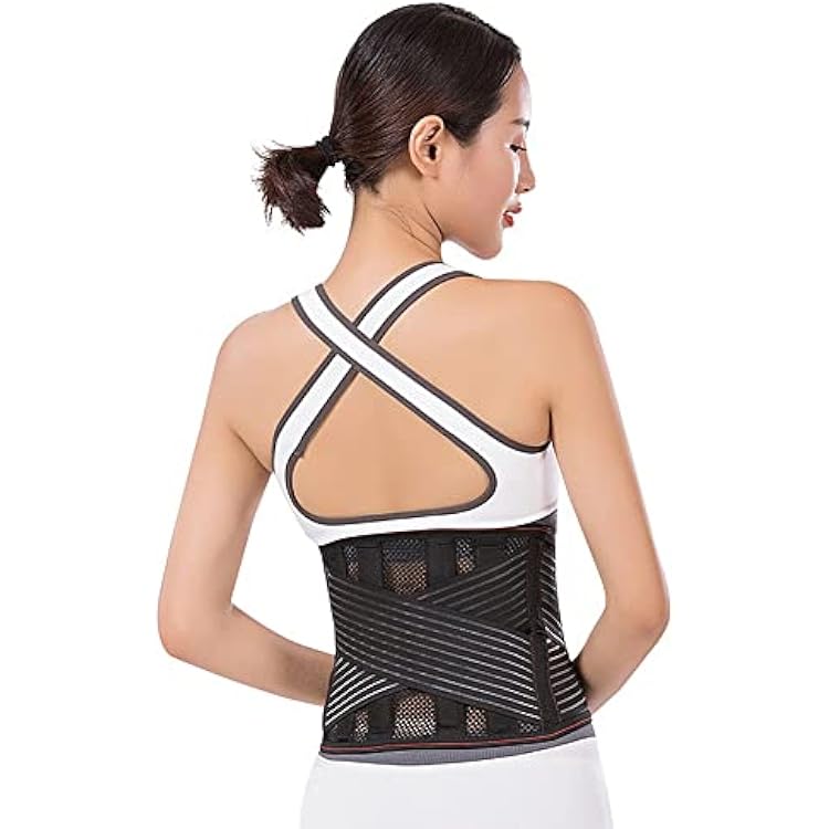 Self-Heating Lower Back Brace Ultra Supportive Belt for Men and Women Breathable Mesh with Lumbar Pad and Supportive Bars for Back Pain Relief Color : Black, Size : MMedium