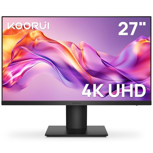 KOORUI 27 Inch 4K UHD3840  2160 Monitor IPS Ultra-Thin Computer Monitor 60Hz with 90% DCI-P3 Displayport&HDMI VESA Mountable