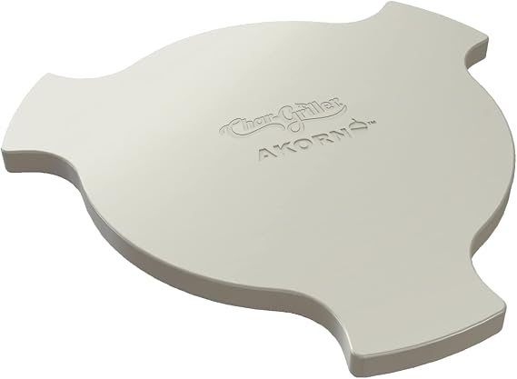 Char-Griller AKORN Jr Charcoal Grill and Smoker Ceramic Smokin' Stone Accessory for Low-and-Slow Indirect BBQ Smoking Methods in Ivory, 11.75" L x 11.75" W, .75" H, Model 6211