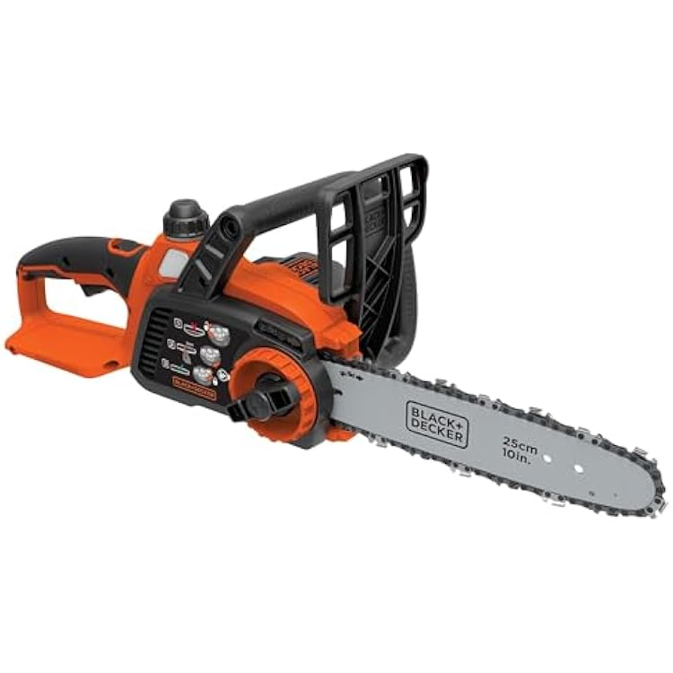 BLACKDECKER 20V MAX Chain Saw Cordless Chainsaw, 10-Inch Battery Chainsaw, Tool Only, for Wood Cutting and Tree Pruning, Includes Guide Bar Scabbard LCS1020B