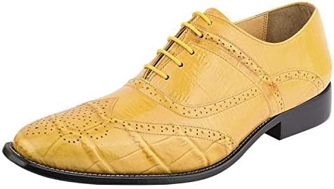 LIBERTYZENO Mens Brogue & Plain Genuine Leather Animal Print Lace Up Oxford Dress Shoes for Easter Gift
