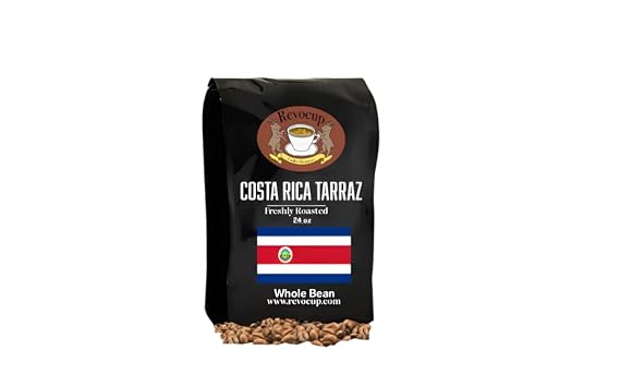 Costa Rica Terrazzo Coffee Whole Bean Light Medium Roast, Sweet Aromatic, Silky Smooth, Tart Cherry & Milk Chocolate Notes 100% Specialty Grade, Fresh Roasted 24oz Bag, Brews 40+ Cups