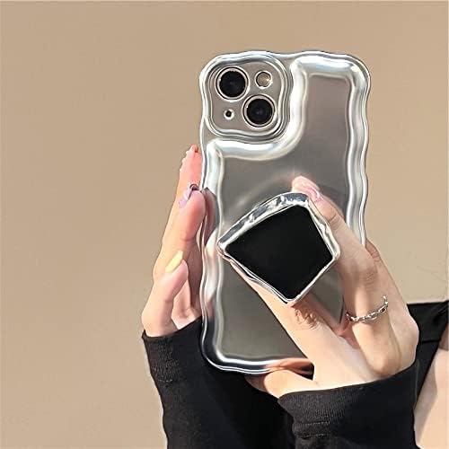 Luxury Korean Frosted Plating Metal Ring Holder Bracket Case for iPhone 14 13 12 11 Pro XS Max XR X S Lens Protection Cover,Silver,for iPhone 13Pro