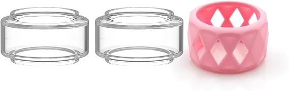 3pcs Replacement Clear Straight Fat Bubble Glass Tube Tank For Kylin M Pro RTA Tank (With Pink Ring)