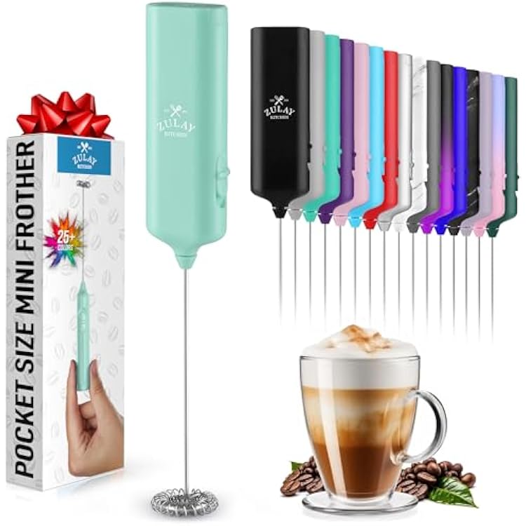 Mini & Mighty Milk Frother Wand Powerful Handheld Coffee Frother, Battery Operated Drink Mixer Compact Pocket Size Detachable Whisk for Latte, Cappuccino, Matcha, Hot Chocolate Mint