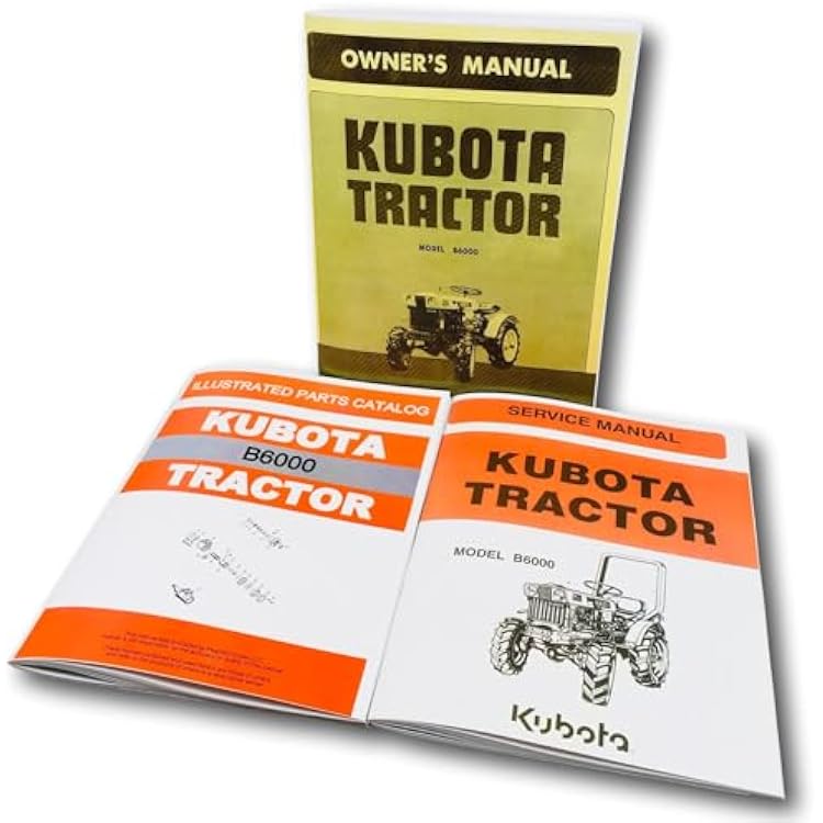 Service Parts Operators Manual Set for Kubota B6000 Tractor Repair Shop Workshop Book