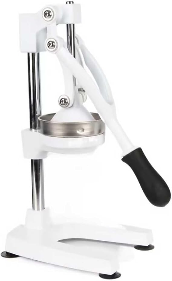 Hand Press Manual Citrus Juicer - Citrus Squeezer Commercial Grade Home Orange juice Squeezer for Oranges, Lemons, Limes - Stainless Steel and Cast Aluminum Non-skid Suction Cup Base,White